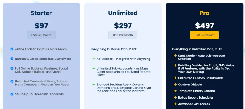 go high level pricing