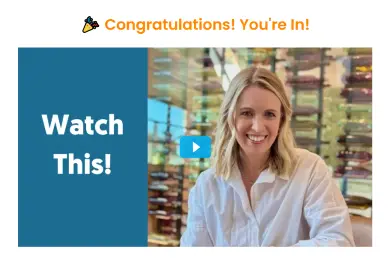 screenshot of a page with thank you video